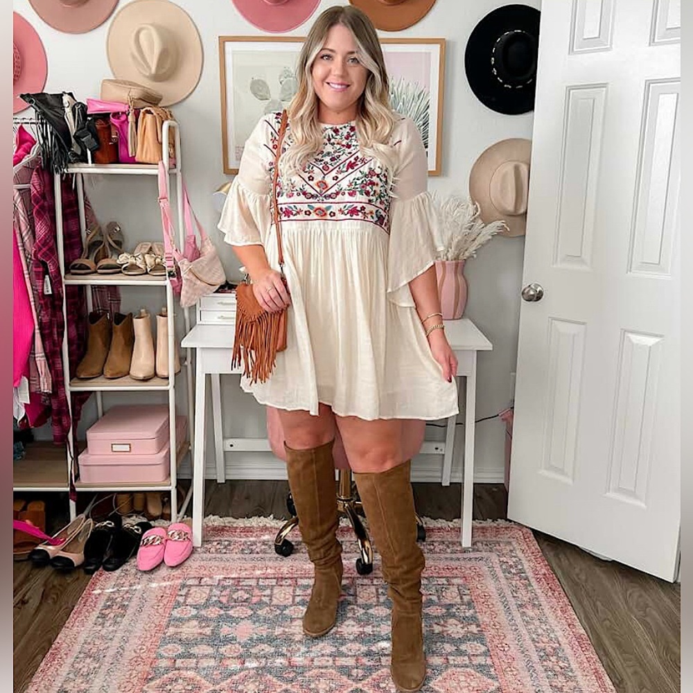 SOLD Umgee | Boho Bliss Embroidered Floral Bell Sleeve Dress Small - Picture 1 of 8